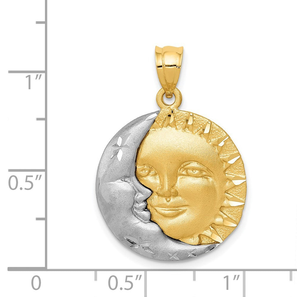14k Two-Tone Gold Sun and Moon Charm