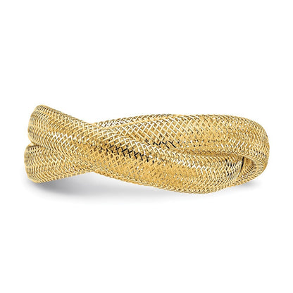 14K Yellow Gold Gold Twisted Woven Mesh Stretch Ring