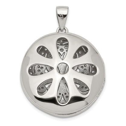 Sterling Silver Rhodium-plated Cubic Zirconia Flower Design 22mm Locket Pendant