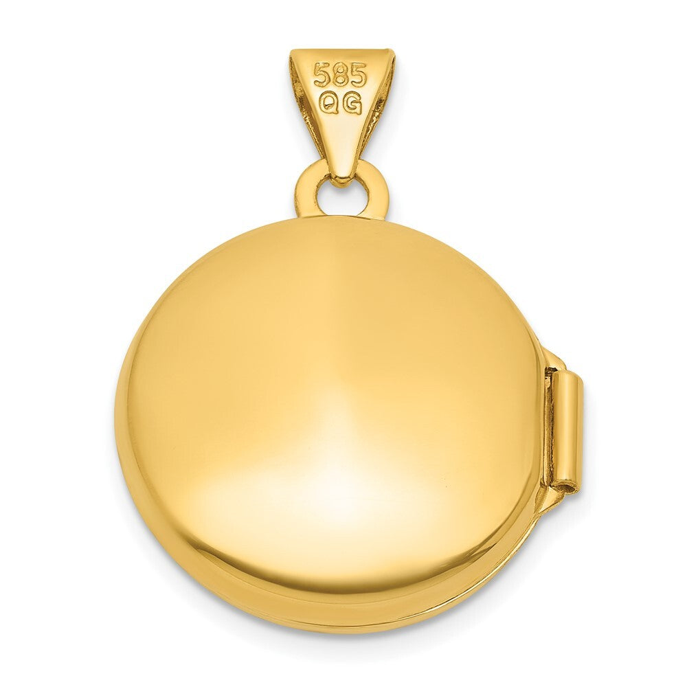 14k Yellow Gold and White Rhodium Polished Celtic 16mm Round Locket Pendant