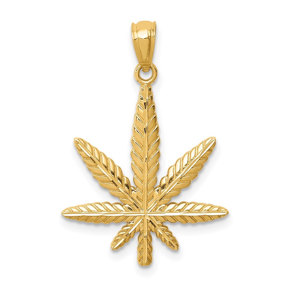 14k Yellow Gold Leaf Pendant for Women
