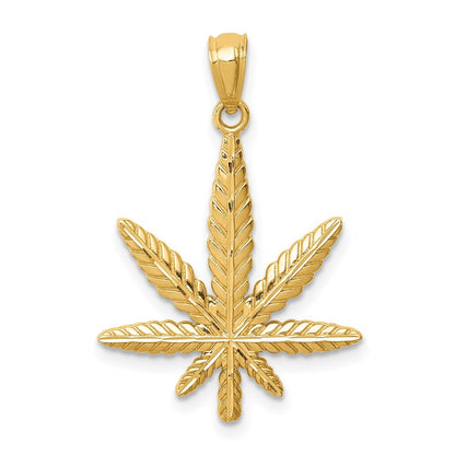 14k Yellow Gold Leaf Pendant for Women