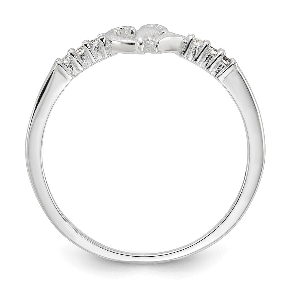 Sterling Silver E-coated CZ Heart Ring Size 8