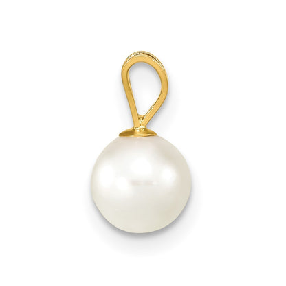 14k Yellow Gold 6-7mm White Round Akoya Saltwater Cultured Pearl Pendant