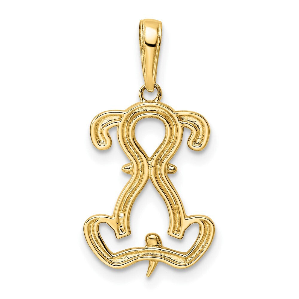 14k Yellow Gold and White Rhodium Diamond-cut Sitting Puppy Pendant for Women
