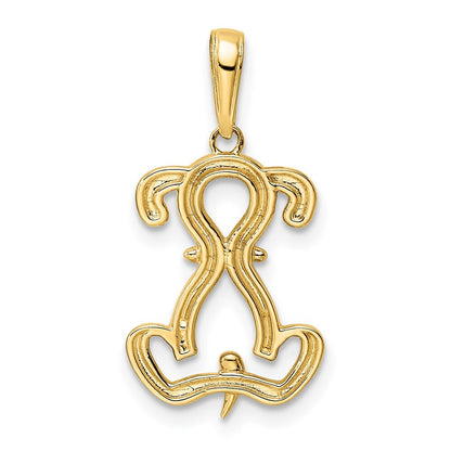 14k Yellow Gold and White Rhodium Diamond-cut Sitting Puppy Pendant for Women