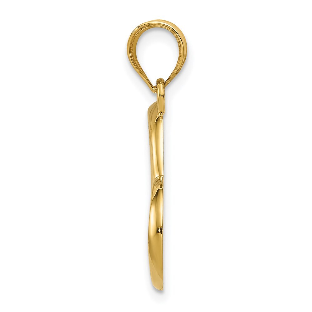 14k Yellow Gold Polished Dangling Heart Pendant for Women