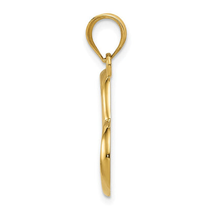 14k Yellow Gold Polished Dangling Heart Pendant for Women