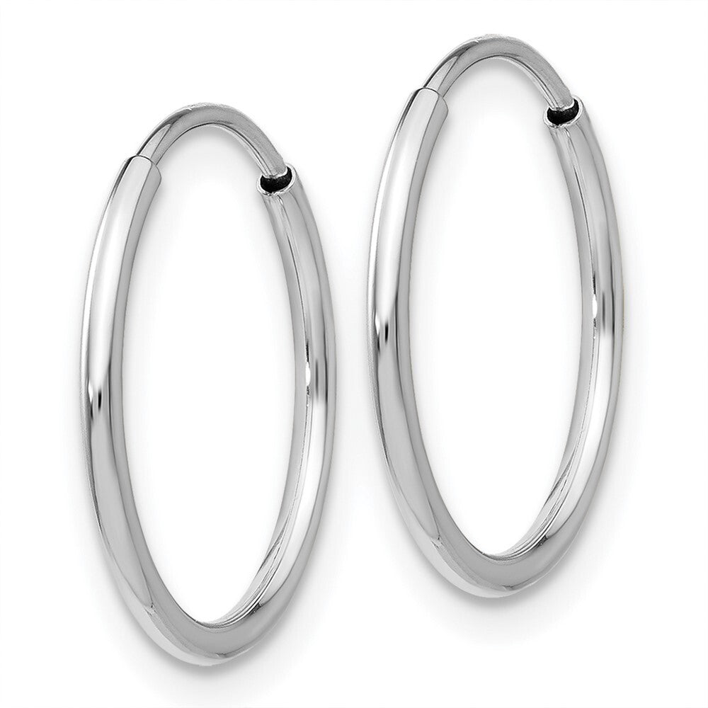 14k White Gold Polished Endless Tube Hoop Earrings Gift for Women