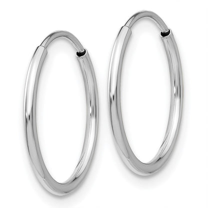 14k White Gold Polished Endless Tube Hoop Earrings Gift for Women