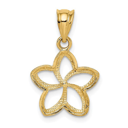 14k Yellow Gold Polished Small Cut-out Plumeria Pendant for Women