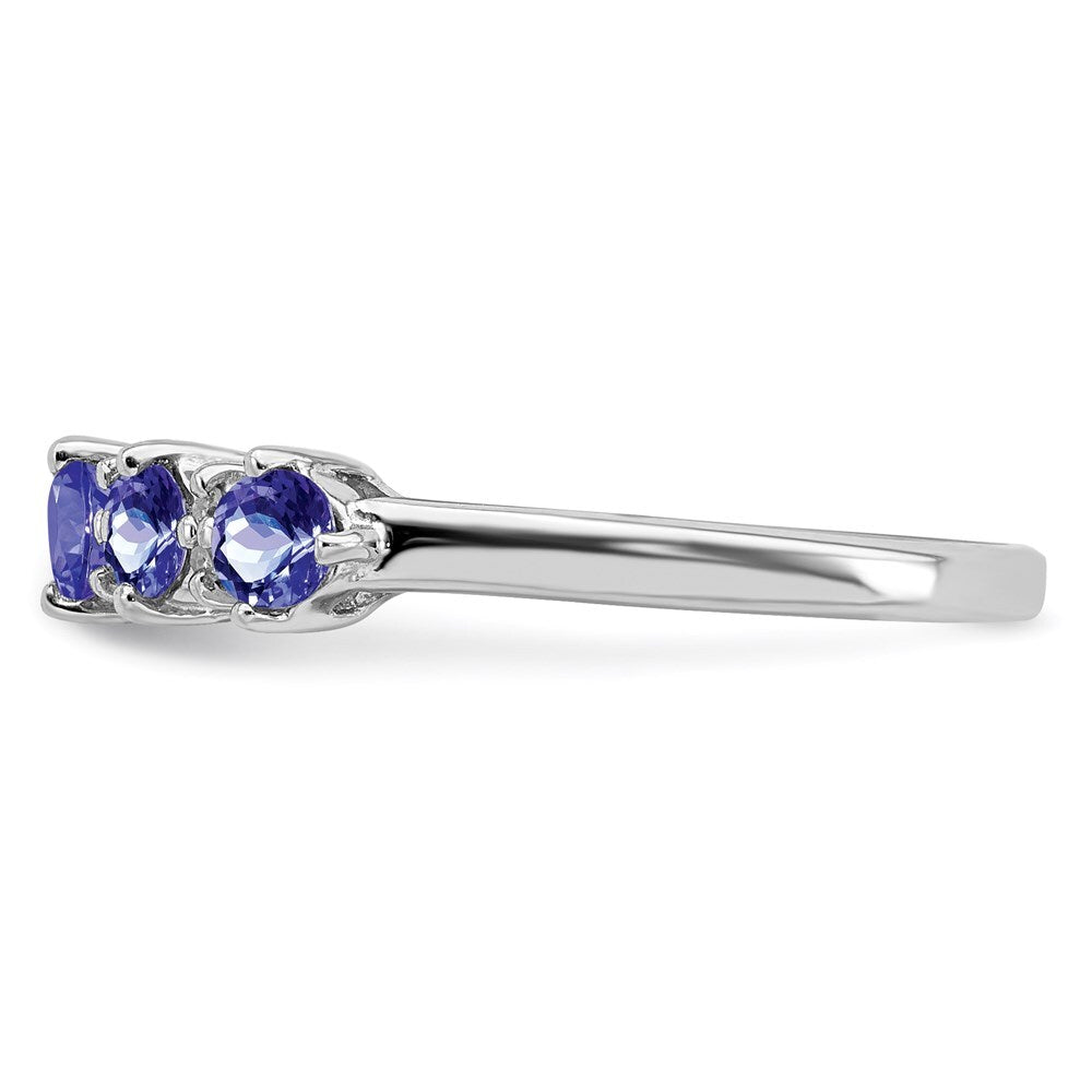 Sterling Silver Rhodium Tanzanite & Diamond Ring Size 7