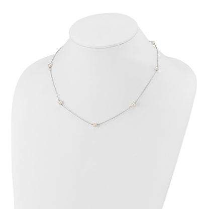 14k White Gold 5-6mm White Round Cultured Pearl 7-station 18" Necklace