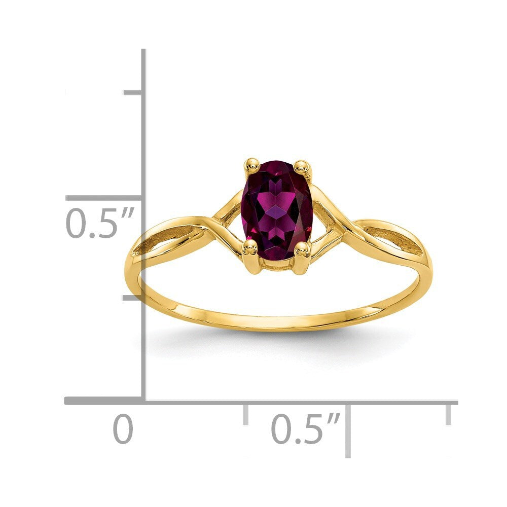 14K Yellow Gold Rhodolite Garnet Birthstone Ring