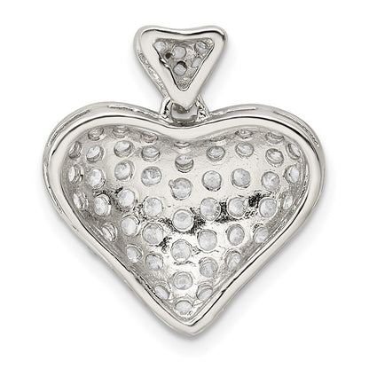 Sterling Silver Rhodium-plated Cubic Zirconia Puffed Heart Pendant