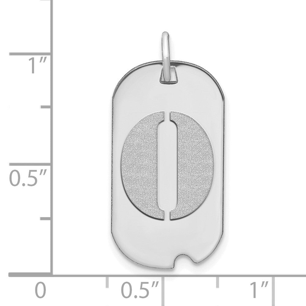14k White Gold Polished Letter O Initial Dog Tag Pendant for Women