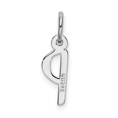 14k White Gold Small Slanted Block Letter P Initial Charm Pendant for Women