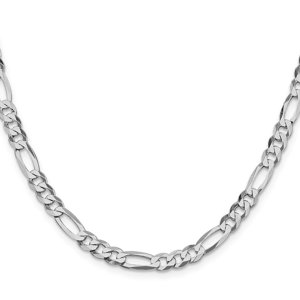 Sterling Silver Rhodium-plated 5.5mm Lightweight Flat Figaro Chain Necklace