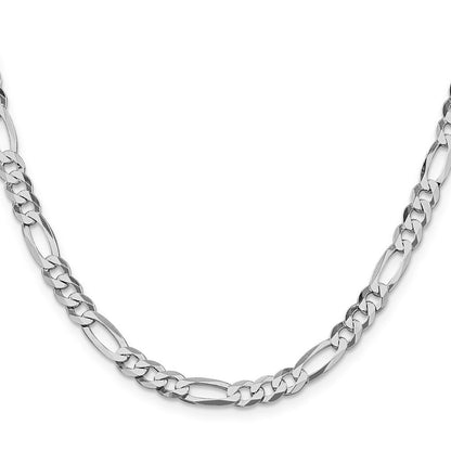 Sterling Silver Rhodium-plated 5.5mm Lightweight Flat Figaro Chain Necklace