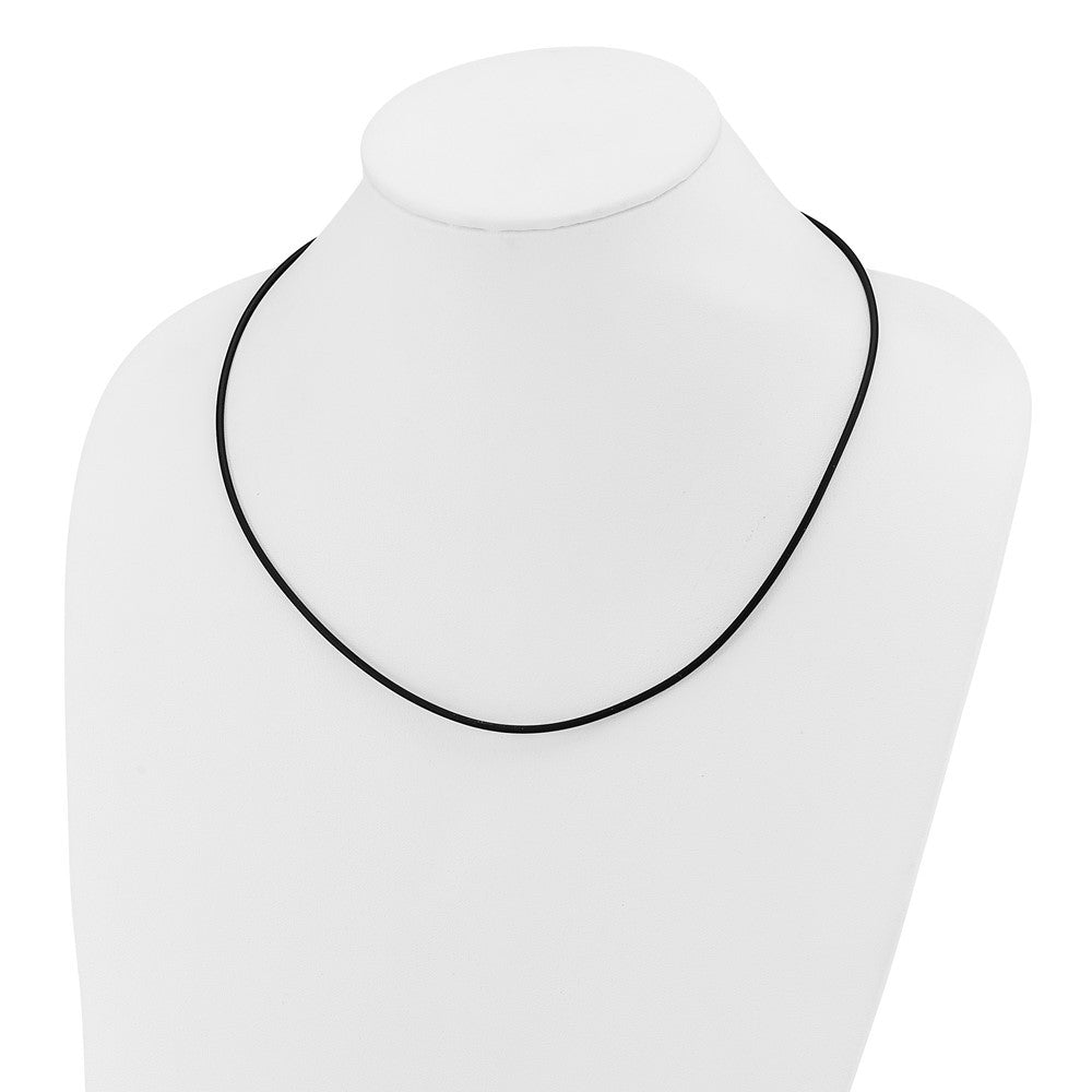 14k Yellow Gold Yellow Clasp 2mm 20 inch Black Rubber Cord Necklace