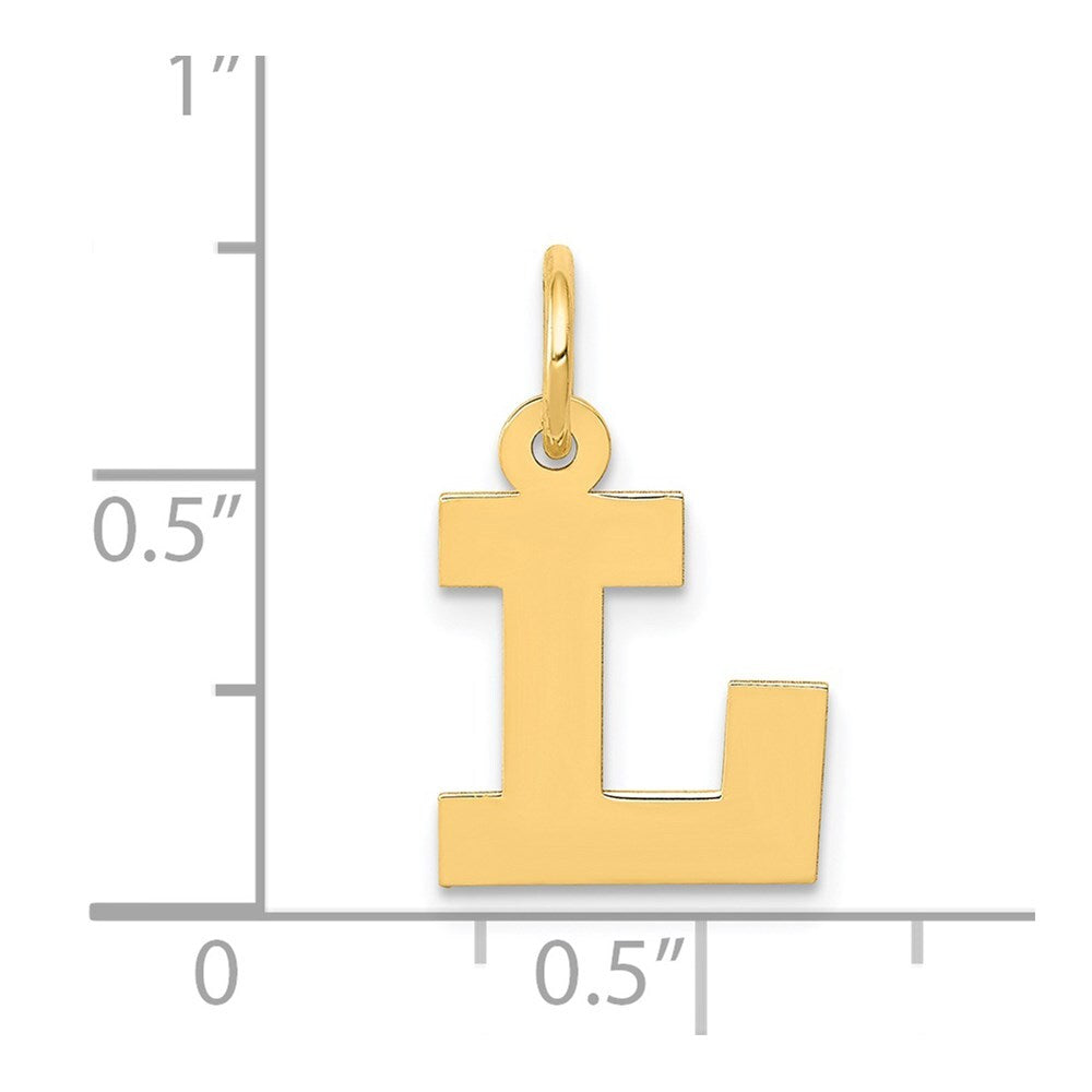 14k Yellow Gold Small Block Letter L Initial Charm Pendant for Women