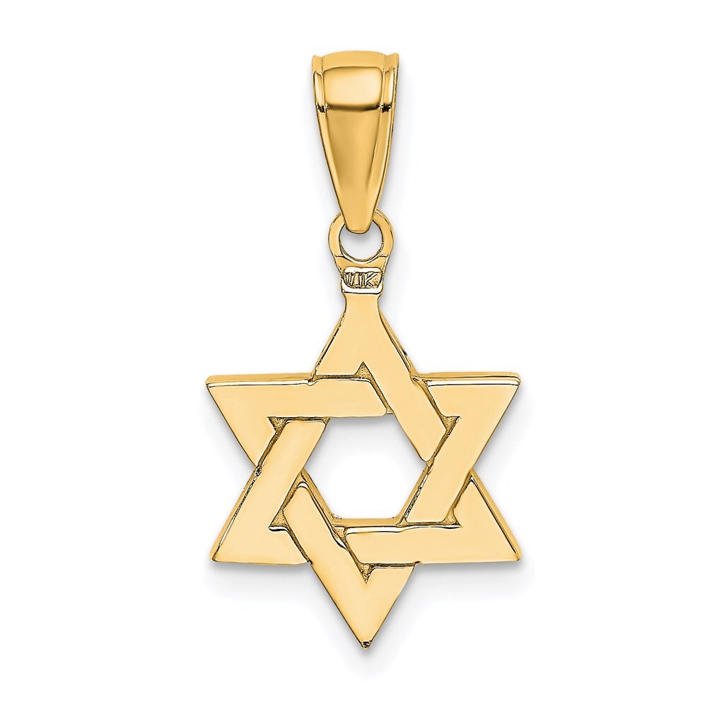 14k Yellow Gold Polished Star of David Pendant for Women