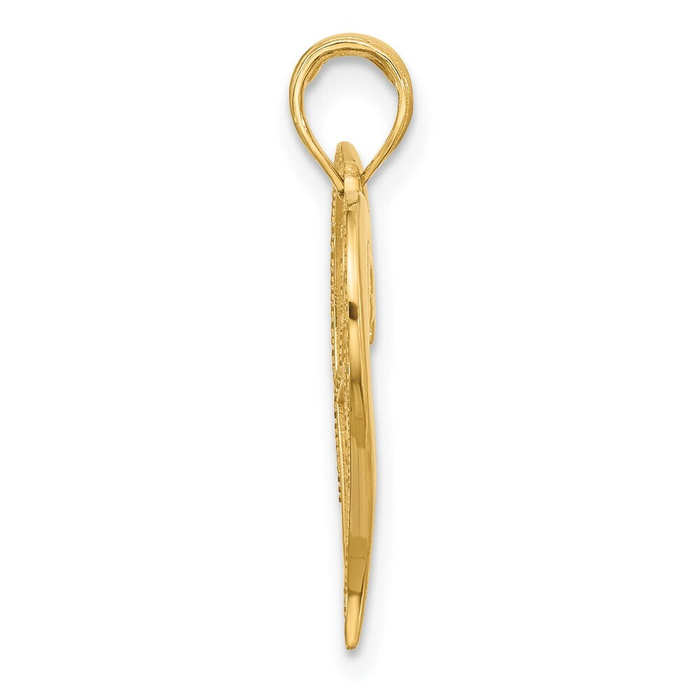 14k Yellow Gold Fancy Heart Charm Pendant for Women
