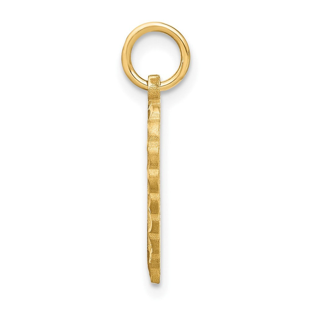 14k Yellow Gold Heart Letter O Charm