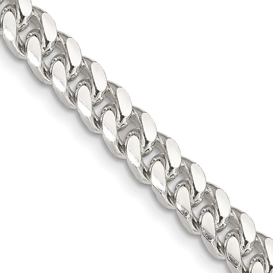 Sterling Silver 6mm Domed w/ Side Diamond-Cut Curb Chain Necklace
