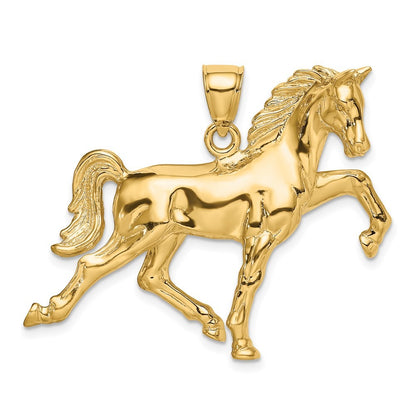14k Yellow Gold Hollow Polished 3-D Horse Charm