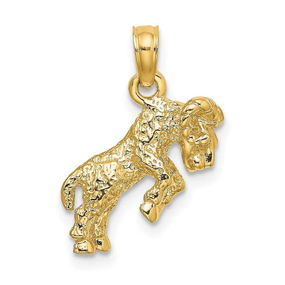14k Yellow Gold 3-D Aries Zodiac Charm Pendant for Women