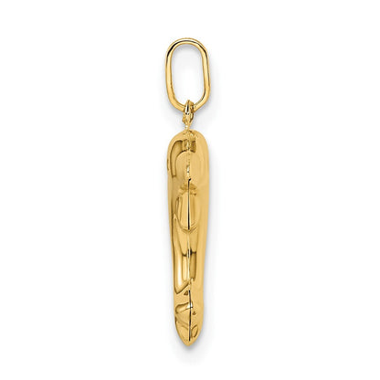 14k Yellow Gold Polished 3-D Dolphin Pendant for Women