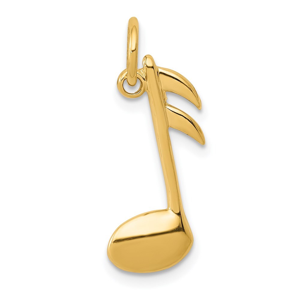 14k Yellow Gold Polished Flat-Backed Musical Note Charm Pendant for Women