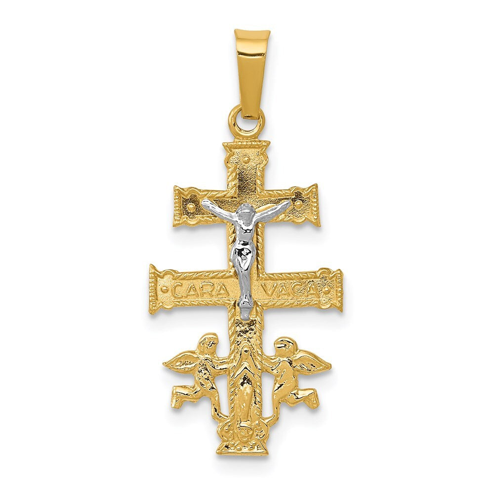 14k Two-tone Gold Cara Vaca Crucifix Pendant for Women