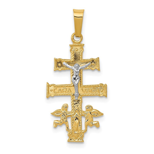 14k Two-tone Gold Cara Vaca Crucifix Pendant for Women