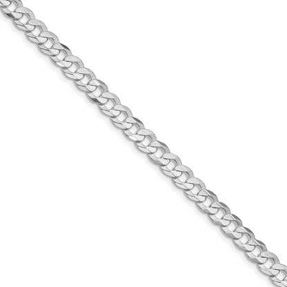 Sterling Silver Rhodium-plated 5.65mm Concave Beveled Curb Chain Necklace