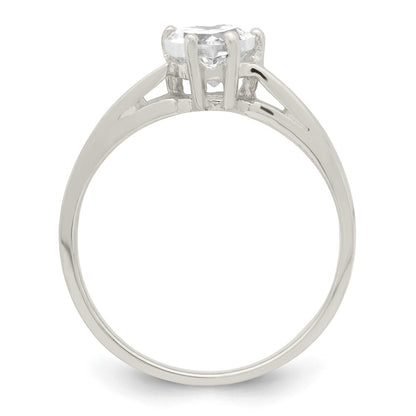 Sterling Silver Solitaire Heart Cubic Zirconia Ring Size 7