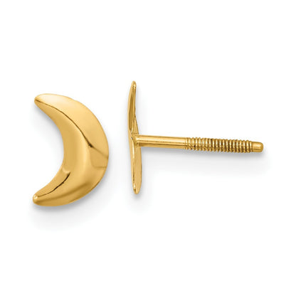 14k Yellow Gold Moon Stud Earrings