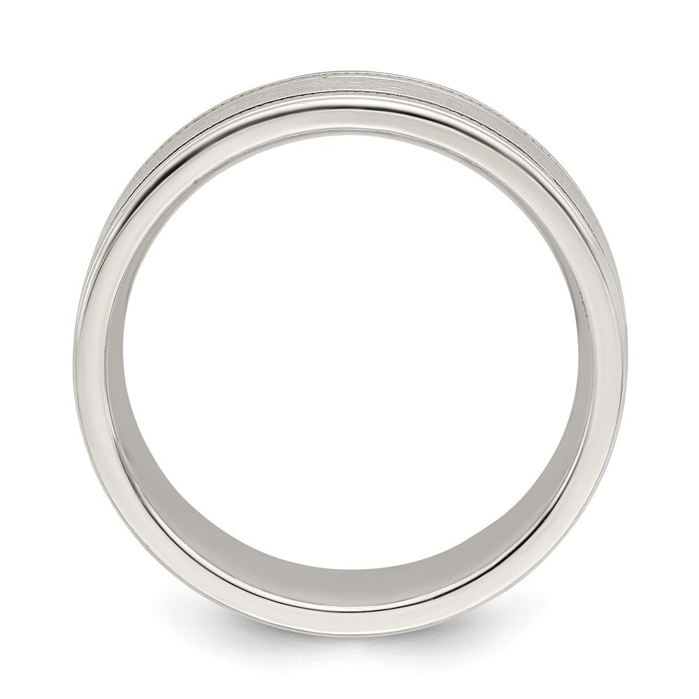 Sterling Silver 6mm Brushed Flat Milgrain Grooved Edge Fancy Band Size 10