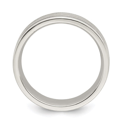 Sterling Silver 6mm Brushed Flat Milgrain Grooved Edge Fancy Band Size 10