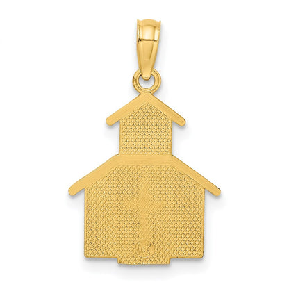14k Yellow Gold Church  Cross On Door Charm Pendant for Women
