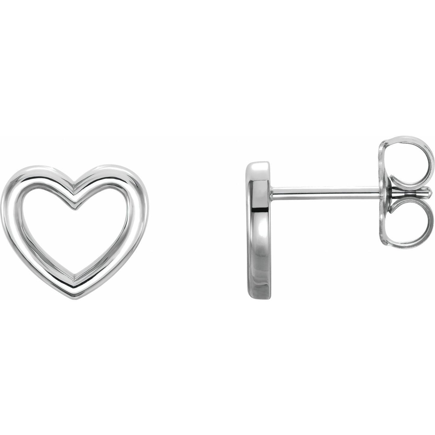 14k White Gold Heart Stud Earrings Fine Jewelry Gift for Women