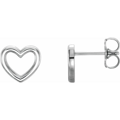 14k White Gold Heart Stud Earrings Fine Jewelry Gift for Women