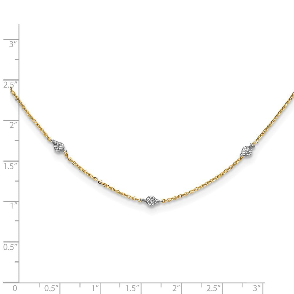 14k Yellow Gold & White Rhodium Polished & Diamond-Cut w/2 in ext Necklace