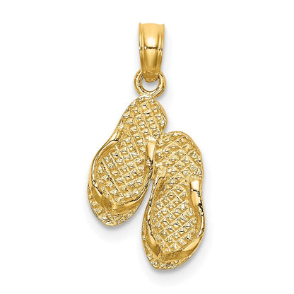 14k Yellow Gold SANIBEL ISLAND Double Flip-Flop Charm Pendant for Women
