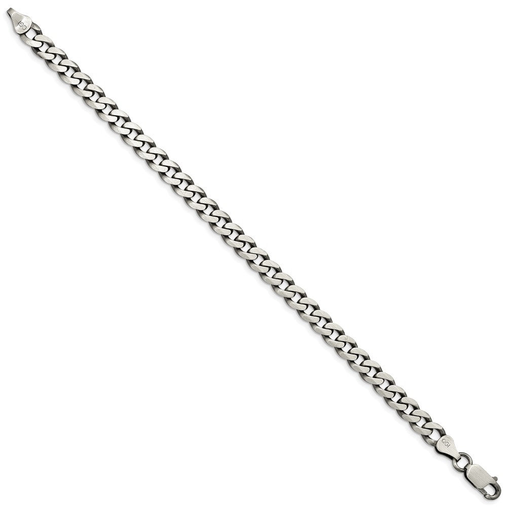 Sterling Silver Antiqued 6.5mm Curb Chain Bracelet