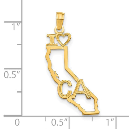14k Yellow Gold Solid California State Pendant