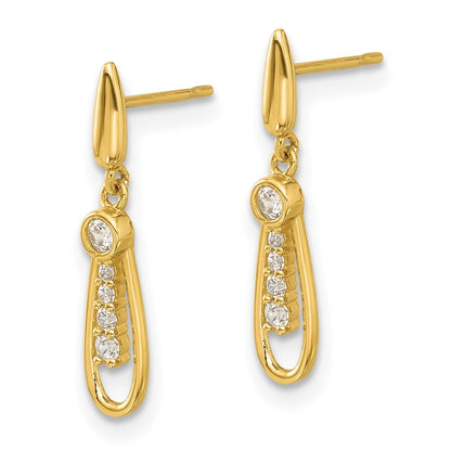 14k Yellow Gold Polished Cubic Zirconia Fancy Dangle Earrings Gift for Women