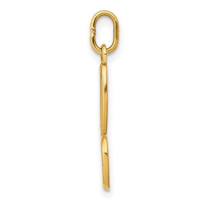 14k Yellow Gold Letter B Initial Charm Pendant for Women