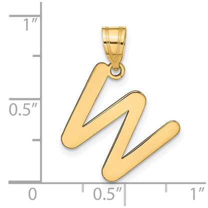 14k Yellow Gold Polished Bubble Letter W Initial Pendant for Women